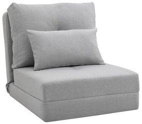 HOMCOM Fotoliu Pat 3 în 1 Convertibilă în Șezlong și Divan de Pe Podea cu 2 Perni, Gri Deschis | Aosom Romania