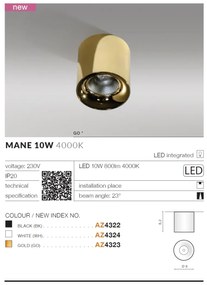 Spot LED aplicat tavan/plafon MANE auriu 4000K