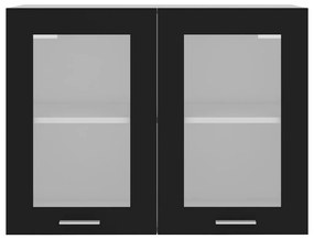 Dulap de sticla suspendat, negru, 80 x 31 x 60 cm, PAL Negru, Dulap suspendat din sticla 80 cm, 1