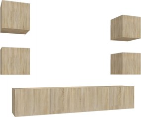 vidaXL Set dulap TV, 6 piese, stejar sonoma, lemn prelucrat