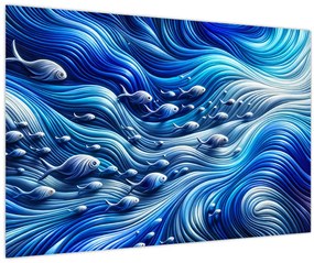 Tablou – Pești în valuri (90x60 cm)