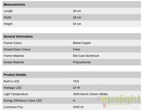 Stalp LED iluminat exterior IP65 H54cm DAIKO AL 11K/177.33 schwarz-kupfer OR