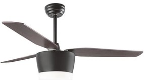 Lustra LED cu ventilator si telecomanda design modern Monsoon stejar