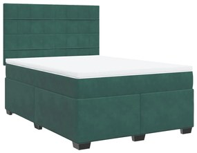 3290957 vidaXL Pat box spring cu saltea, verde închis, 160x200 cm, catifea