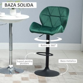 Set 2 scaune de bar, scaune bar bucatarie rotative, inaltime reglabila, verzi HOMCOM | Aosom RO