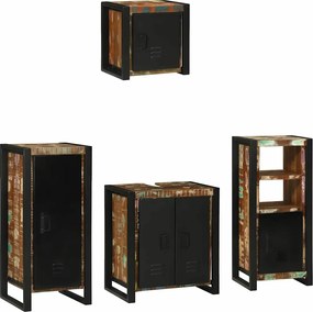 vidaXL Set de mobilier pentru baie cu raft 4 pcs Lemn recuperat masiv