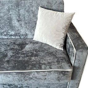 Canapea SAMY NEXT extensibila, 2 locuri, cu lada de depozitare, catifea plusata gri, cadru metalic, 152x100x92 cm Gri, catifea plusata