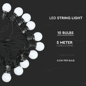 Șir LED exterior STRING 5m 10xLED/0,5W/230V IP44 3000K