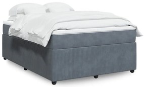 vidaXL Pat box spring cu saltea, gri închis, 140x190 cm, catifea