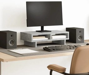vidaXL Suport de monitor, gri beton, 50x27x15 cm, lemn prelucrat