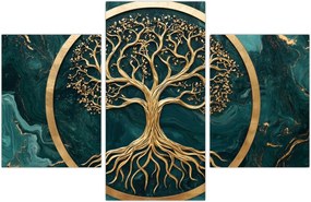 Tablou – Arborele vieții auriu în marmură (90x60 cm)