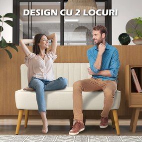 HOMCOM Canapea cu 2 Locuri din Material Textil fără Brațe, Canapea  cu Picioare din Lemn, 117x56,5x77 cm, Verde | Aosom Romania