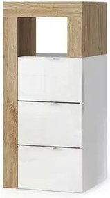 Dulap coloana mediu LC Mobili Italia Hamburg finisaj alb lucios/maro lemn 35x78 cm