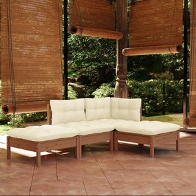3096289 vidaXL Set mobilier de grădină cu perne, 4 piese, lemn masiv de pin