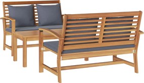 vidaXL Set de canapele pentru grădină 3 pcs natural Lemn solid de tec