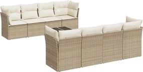 vidaXL Set canapele de grădină, 9 piese, cu perne, bej, poliratan