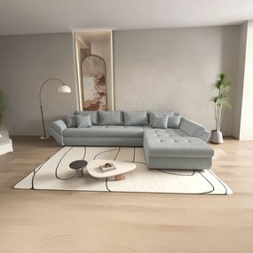 Colțar extensibil dumonde cu ladă de depozitare si sezut confortabil din spuma high-density, Loana XL Zoom Grey II 335x185 cm
