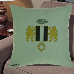 Perna Personalizata CSM Unirea Alba Iulia Fotbal, 40x40 cm, Verde, Husa Detasabila, Perna Inclusa, BEKZ®