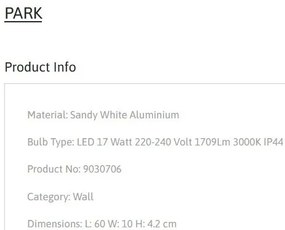 Aplica LED ambientala directionabila pentru baie/exterior IP44 PARK alb