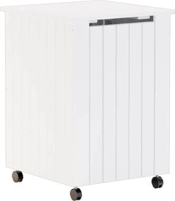 vidaXL Coș de rufe cu roți „RANA”, alb, 45x45x64 cm, lemn masiv de pin