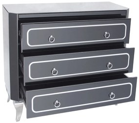 Comoda Marina II negru/silver – H78 cm