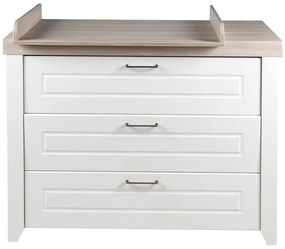 Comodă de copii albă joasă cu aspect de lemn de ulm cu masă de schimbat 120x98 cm Felicia – Roba