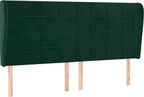 vidaXL Tăblie pat cu aripioare verde închis 163x23x118/128 cm catifea