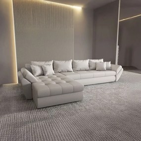 Colțar extensibil dumonde cu ladă de depozitare si sezut confortabil din spuma high-density, Loana XL Enjoy Beige 335x185 cm