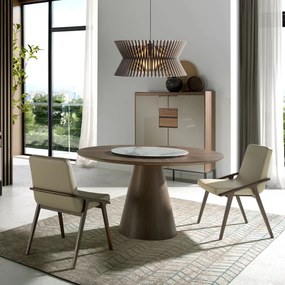 Masa dining cu blat central rotativ Veneer, 135cm AC-BRT1702-2