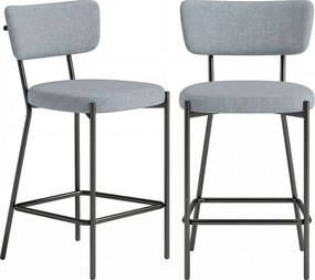 HOMCOM Set de 2 Scaune de Bar cu Spătar și Tapițate, Scaune Înalte din Material Textil cu Bară pentru Sprijinirea Picioarelor și Structură Metalică, Ușor de Asamblat, Gri Deschis | Aosom Romania