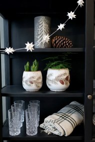 Ghiveci decorativ crem din ceramică, cu motive de ghirlande de brad, D15 cm „Garland”