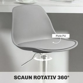 Homcom Set 2 Scaune Bar – Reglabile, Cu Spatar si Pivotante | Aosom Romania