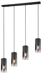 Lampă modernă suspendată neagră cu 4 lumini - Huygen