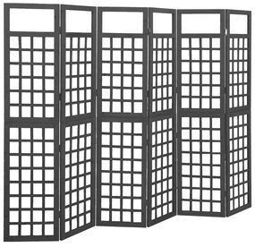 Separator camera cu 6 panouri negru 242,5x180 cm nuiele lemn brad Negru, 242, 1