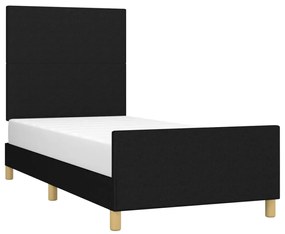 Cadru de pat cu tablie, negru, 80x200 cm, textil Negru, 80 x 200 cm, Design simplu