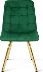 Scaun de masa CIEZA VELVET cu picioare aurii, verde