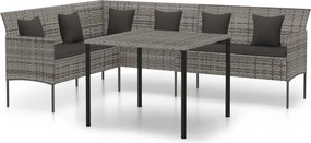 vidaXL Set mobilier de grădină cu perne, 2 piese, gri, poliratan