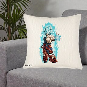 Perna Personalizata Dragon Ball Goku Ultra Instinct Blue, 40x40 cm, Crem Reliefat, Husa Detasabila, Perna Inclusa, BEKZ®