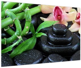 Tablou - Pietre și orhidee (90x60 cm)