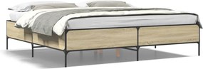 vidaXL Cadru de pat, stejar sonoma, 180x200cm, lemn prelucrat și metal
