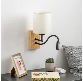 Lampă LED flexibilă de perete Brilagi NUBILA WOOD 1xE27/25W/230V + LED/3W stejar/negru/crem