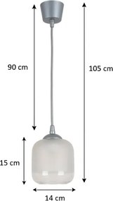 Brilagi - Lustră LED suspendată pe cablu RETRO GLASS 1xE27/60W/230V diam. 14 cm argintiu/alb