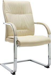 vidaXL Scaun de birou consolă, crem, piele ecologică