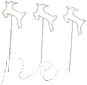 Set de 3 spoturi de Crăciun cu cerb alb, cu LED și cronometru IP44 - Shika