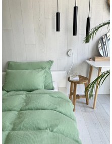 Lenjerie de pat verde din muselină pentru pat dublu 200x200 cm Plain Muslin – Butter Kings