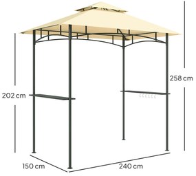 Outsunny Grillpavillon cu LED 240 x 150 x 258 cm rezistent la apă, ignifug, Pavilion de grădină cu acoperiș dublu | Aosom Romania