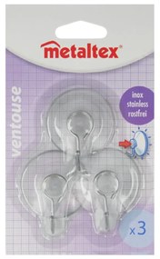 Set 3 cârlige cu ventuză Metaltex