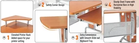 HOMCOM birou pe colt, cu suport pentru PC, 170x140x86,5 cm | AOSOM RO
