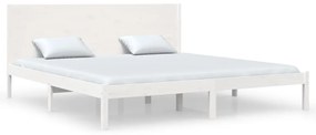 3104169 vidaXL Cadru de pat Super King, alb, 180x200 cm, lemn masiv