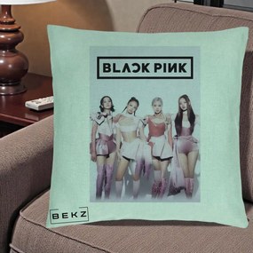 Perna Personalizata K-pop BLACKPINK Poster Roz Tinute Coordonate, 40x40 cm, Verde Menta, Husa Detasabila, Perna Inclusa, BEKZ®